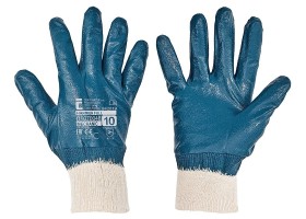 Pracovn rukavice HARRIER FULL celomen v nitrilu s npletem - modr