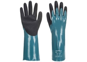 Chemicky odoln rukavice PORTWEST AP60 Nitrilov Sandy Grip Lite - dlka 30cm