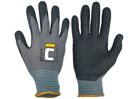 Rukavice NYROCA MAXIM DOTS pleten z nylonu/lycra polomen v nitrilu s terky - ed