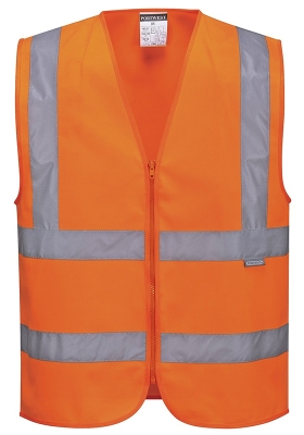 Reflexn vesta PORTWEST C375 Hi-Vis BAND - BRACE se zipem - oranov