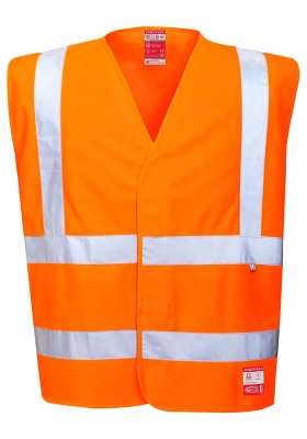 Antistatick reflexn vesta PORTWEST FR71 Hi-Vis s neholavou pravou - oranov