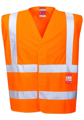 Reflexn vesta PORTWEST FR75 Hi-Vis s neholavou reflexn pskou a pravou - oranov