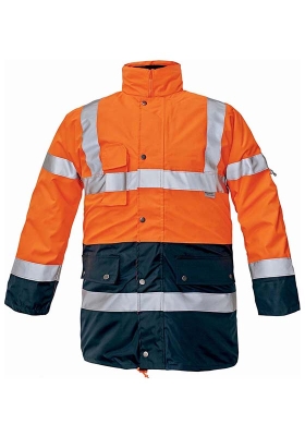 Reflexní bunda BI ROAD Hi-Vis zimní nepromokavá - oranžová/navy