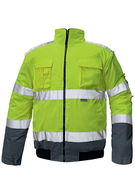 Reflexn bunda CLOVELLY PILOT 2 Hi-Vis odepnac rukvy - lut/navy