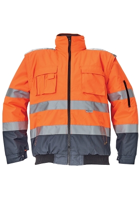 Reflexn bunda CLOVELLY PILOT 2 Hi-Vis odepnac rukvy - oranov/navy