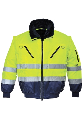 Reflexn bunda PORTWEST PJ50 Hi-Vis 3v1 do pasu - lut/navy