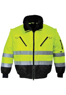 Reflexn bunda PORTWEST PJ50 Hi-Vis 3v1 do pasu - lut/ern