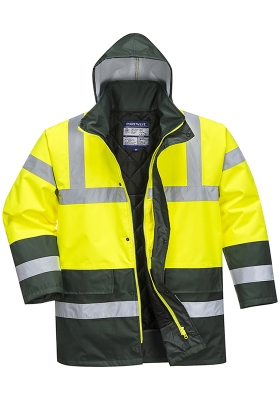 Reflexn bunda PORTWEST S466 Hi-Vis CONTRAST TRAFFIC dvoubarevn - lut/zelen