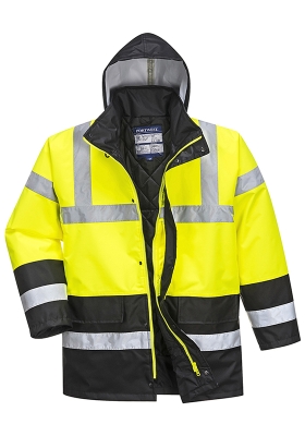 Reflexn bunda PORTWEST S466 Hi-Vis CONTRAST TRAFFIC dvoubarevn - lut/ern