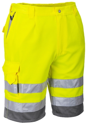 Reflexní krátké kalhoty PORTWEST E043 Hi-Vis - žlutá/šedá