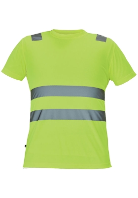Reflexní tričko TERUEL Hi-Vis s pruhy na ramenou 160 - žlutá