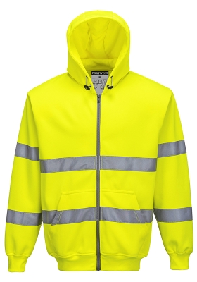 Reflexn mikina PORTWEST B305 Hi-Vis se zipem a kapuc 300 - lut