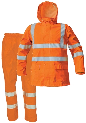 Reflexn nepromokav oblek SIRET SET Hi-Vis bunda a kalhoty - oranov