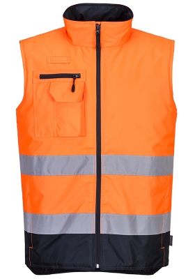 Reflexn vesta PORTWEST S267 Hi-Vis zateplen dvoubarevn - oranov/navy