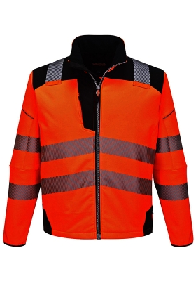 Reflexn bunda softshell PORTWEST PW3 T402 Hi-Vis dvoubarevn - erven/ern