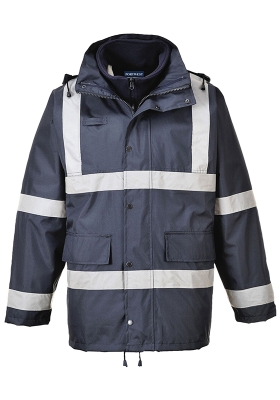 Zimn� pracovn� bunda PORTWEST S431 IONA Traffic s reflexn�mi pruhy - navy