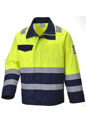 Reflexn neholav bunda PORTWEST MV25 Hi-Vis MODAFLAME antistatisk 280 - lut/navy