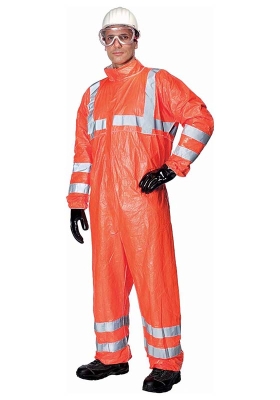 Reflexn ochrann kombinza DuPont TYVEK 500 Hi-Vis typ 5/6 antistatick - oranov