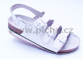 Pracovní obuv D1HK sandály třípáskové s klínkem dámské - bílé