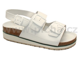 Pracovní obuv D3HK sandály dvoupáskové s klínkem dámské - bílé