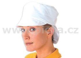 Čepice potravinářská s kšiltem a váčkem na vlasy - bílá
