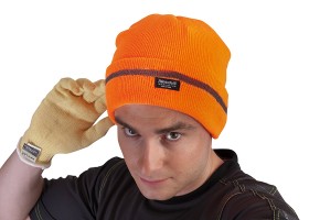 Reflexní zimní pletená čepice TURIA - oranžová