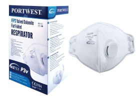 Filtran polomaska PORTWEST P351 respirtor FFP3 NR D (sada 20 ks) - skldac s ventilkem