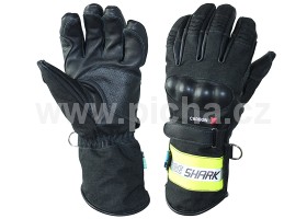 Hasičské zásahové rukavice CarbonX  FIRE SHARK s manžetou - černé