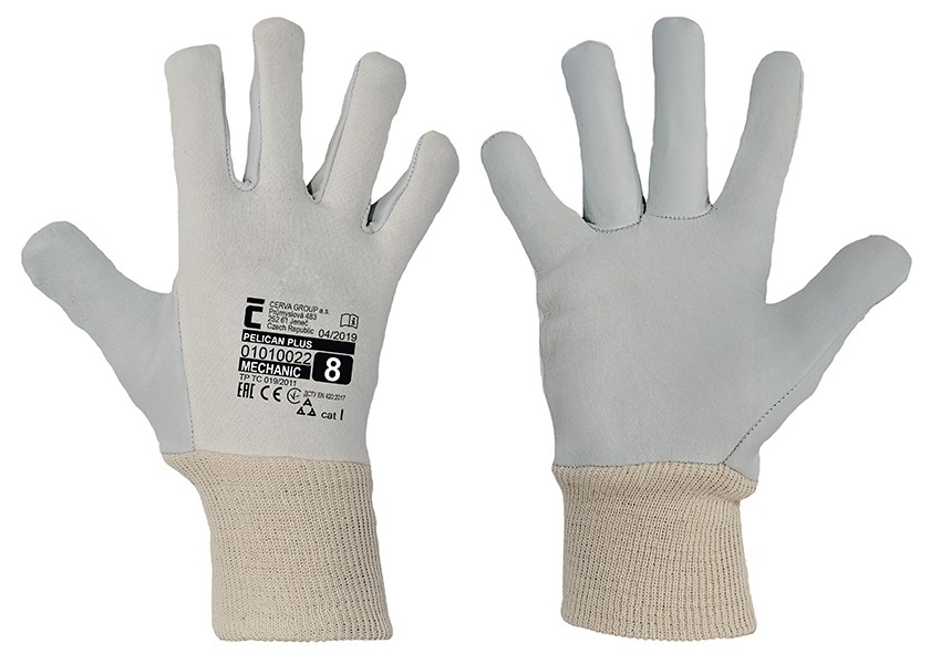Pracovní rukavice PELICAN PLUS kombinované - kůže a textil