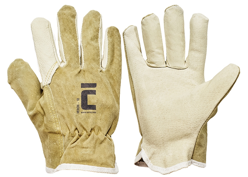 Pracovní rukavice HERON celokožené - dlaň a prsty z lícové kůže
