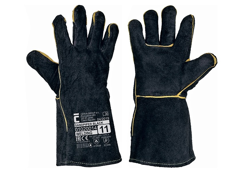 Svářečské rukavice SANDPIPER BLACK W-1/15 celokožené - velikost 11