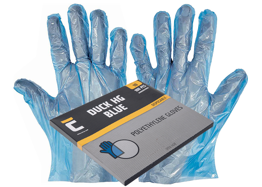 Jednorázové rukavice PE DUCK BLUE HG polyetylenové závěsné 100 ks - modré