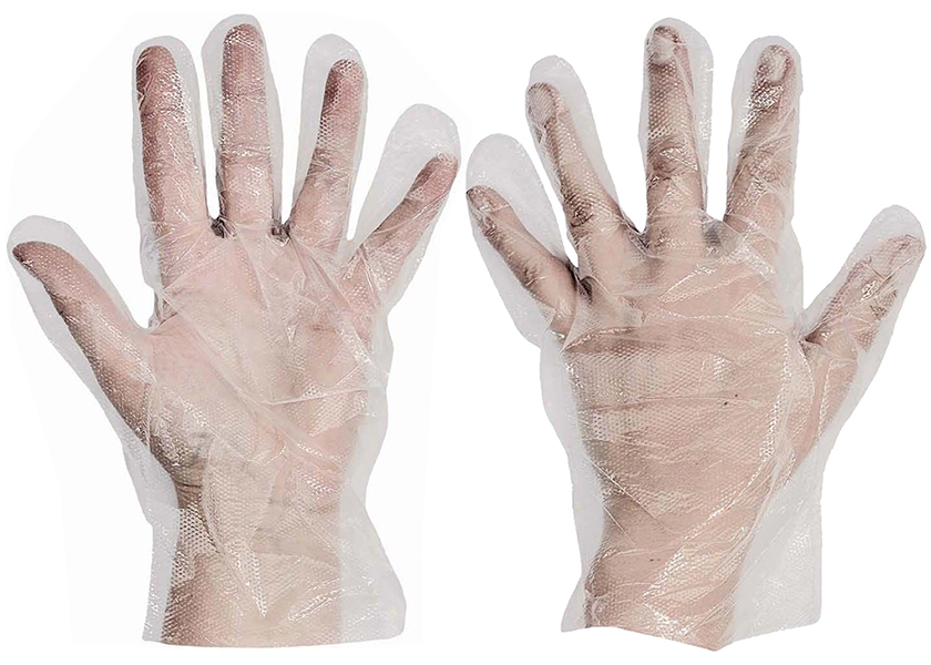 Jednorázové rukavice PE DUCK polyetylenové pánské balení 100 ks - transparentní