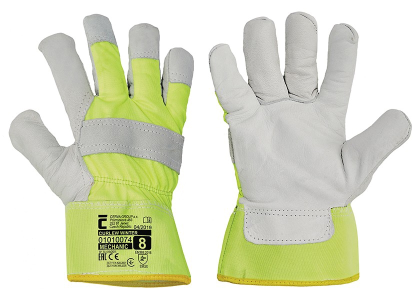 Zimní pracovní rukavice ČERVA CURLEW Hi-Vis - velikost 10"