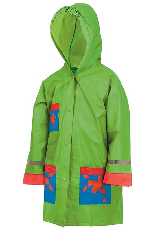 Dětská nepromokavá pláštěnka FROGY s pevnou kapucí a reflexními prvky - zelená