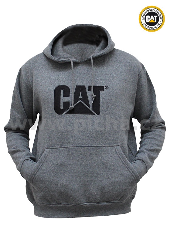 Mikina CATERPILLAR SWEATSHIRT CAT s kapucou - šedá