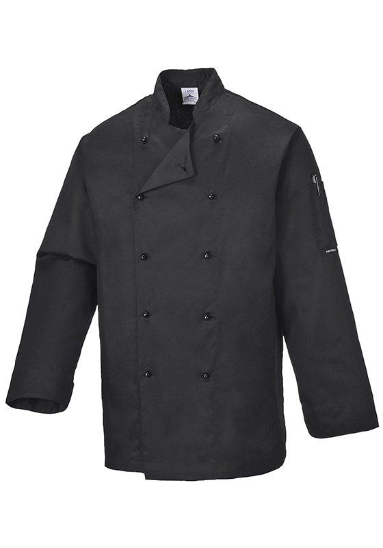 Rondon PORTWEST C834 Sommerset Chefs kuchařský s dlouhým rukávem - černý