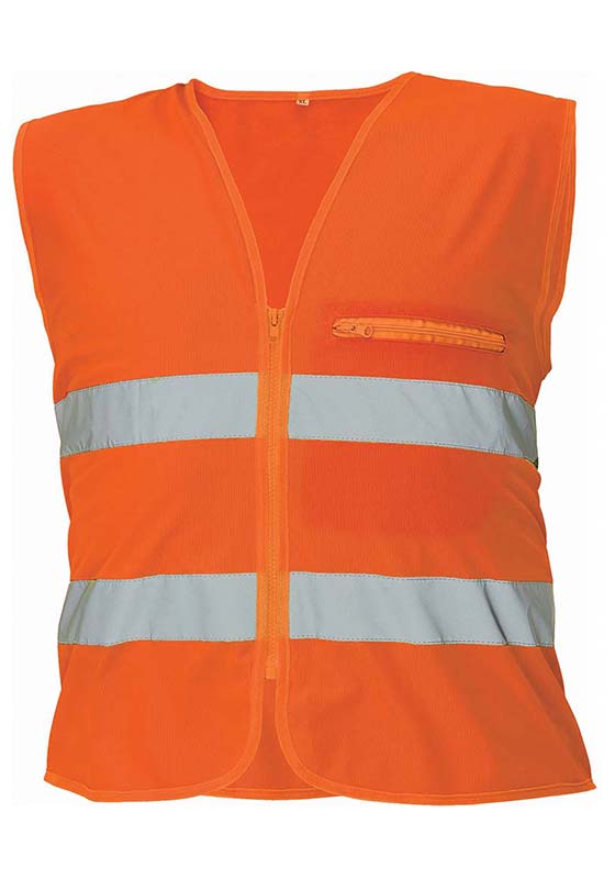 Reflexní vesta LYNX PACK Hi-Vis s dvěma pruhy a kapsou - oranžová