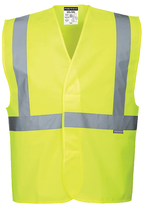 Reflexní vesta PORTWEST C472 Hi-Vis s jedním pruhem - žlutá