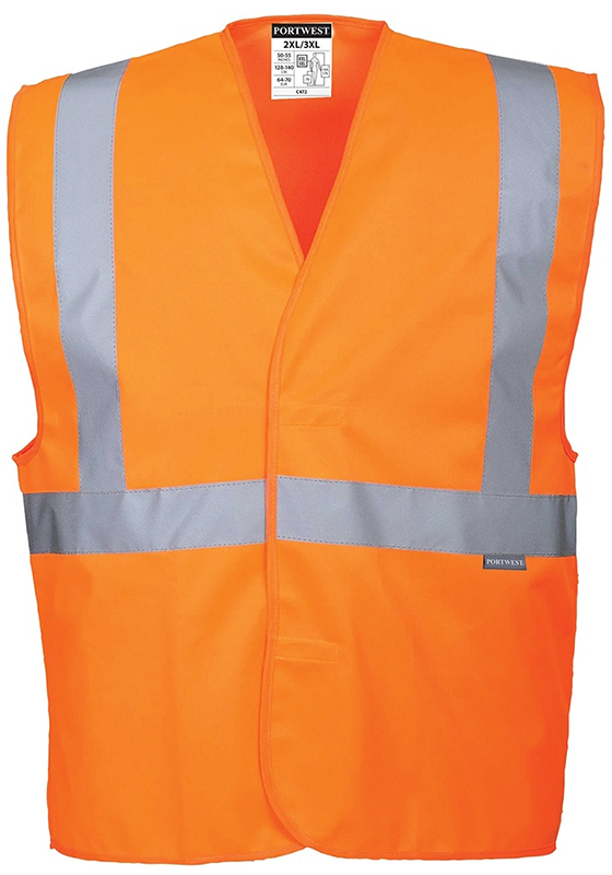 Reflexní vesta PORTWEST C472 Hi-Vis s jedním pruhem - oranžová
