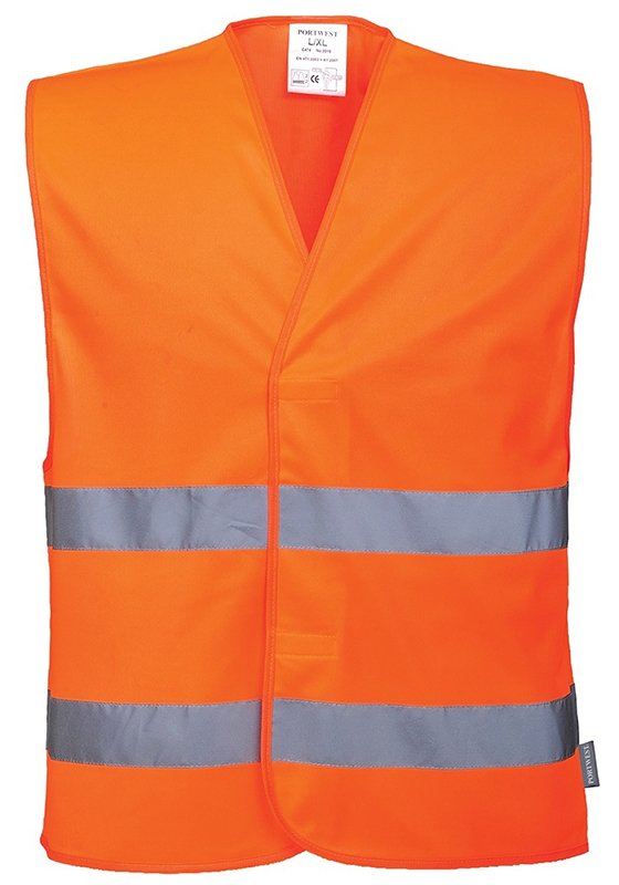 Reflexní vesta PORTWEST C474 Hi-Vis se dvěma pruhy - oranžová