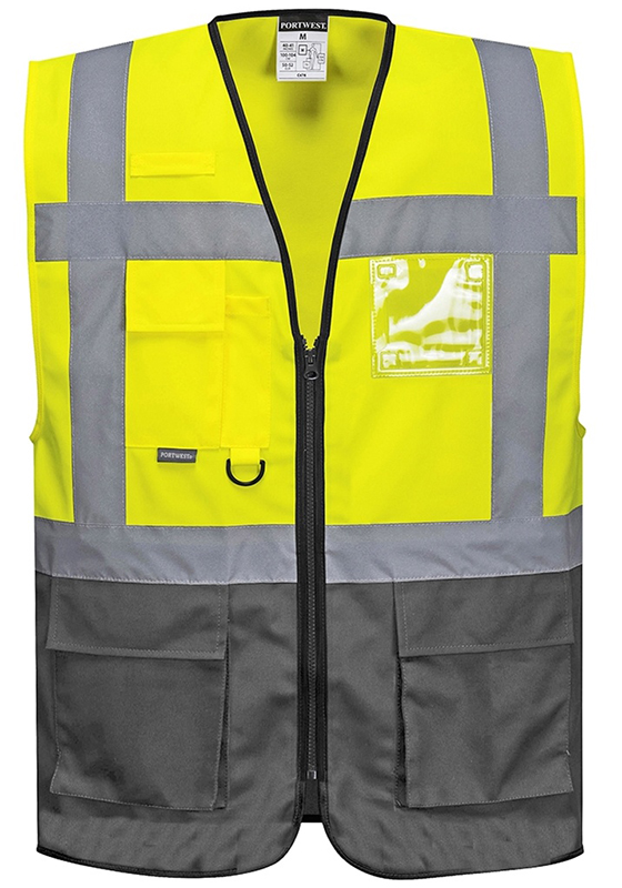 Reflexní vesta PORTWEST C476 Hi-Vis WARSAW EXECUTIVE - žlutá/šedá