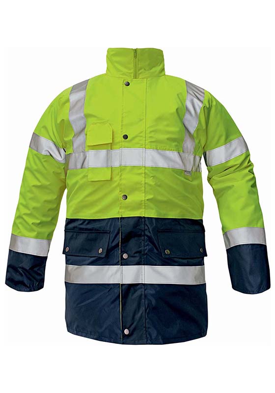 Reflexní bunda BI ROAD Hi-Vis zimní nepromokavá - žlutá/navy