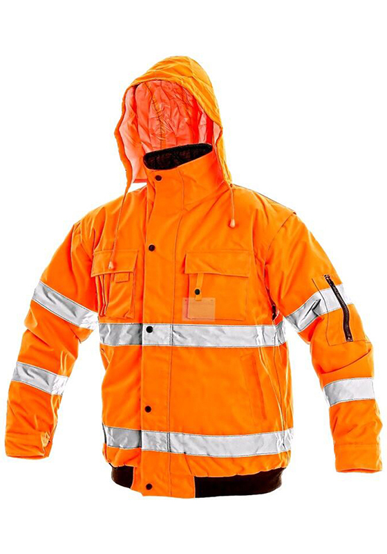 Reflexní bunda LEEDS PILOT Hi-Vis odepínací rukávy - oranžová