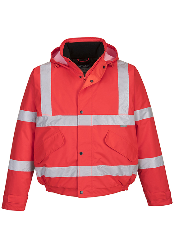 Reflexní bunda PORTWEST S463 Hi-Vis BOMBER do deště - červená