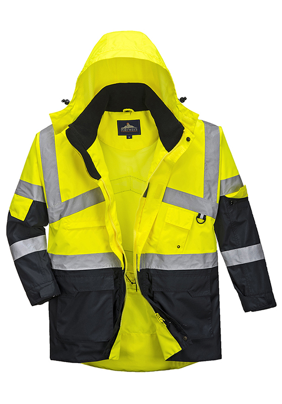 Reflexní bunda PORTWEST S760 Hi-Vis 300D prodyšná dvoubarevná - žlutá/navy