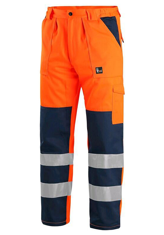 Reflexní kalhoty do pasu CXS NORWICH Hi-Vis 280 - oranžová/navy