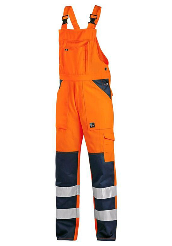 Reflexní kalhoty s laclem CXS NORWICH Hi-Vis 280 - oranžová/navy