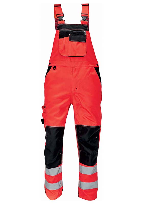 Reflexní kalhoty s laclem KNOXFIELD Hi-Vis FL290 - červená/černá