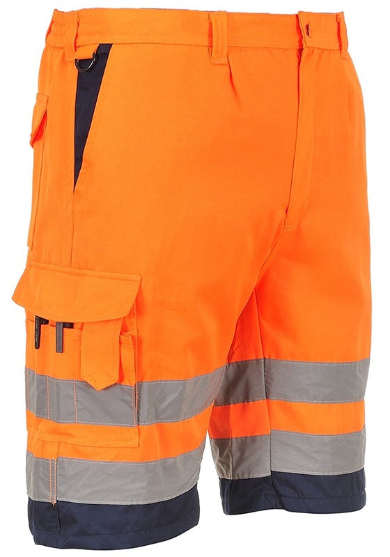 Reflexní krátké kalhoty PORTWEST E043 Hi-Vis - oranžová/navy